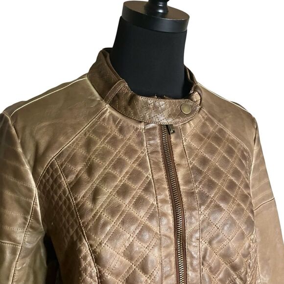 Moto Style Faux Leather Jacket with Quilted Detail by J2 - Picture 2 of 7